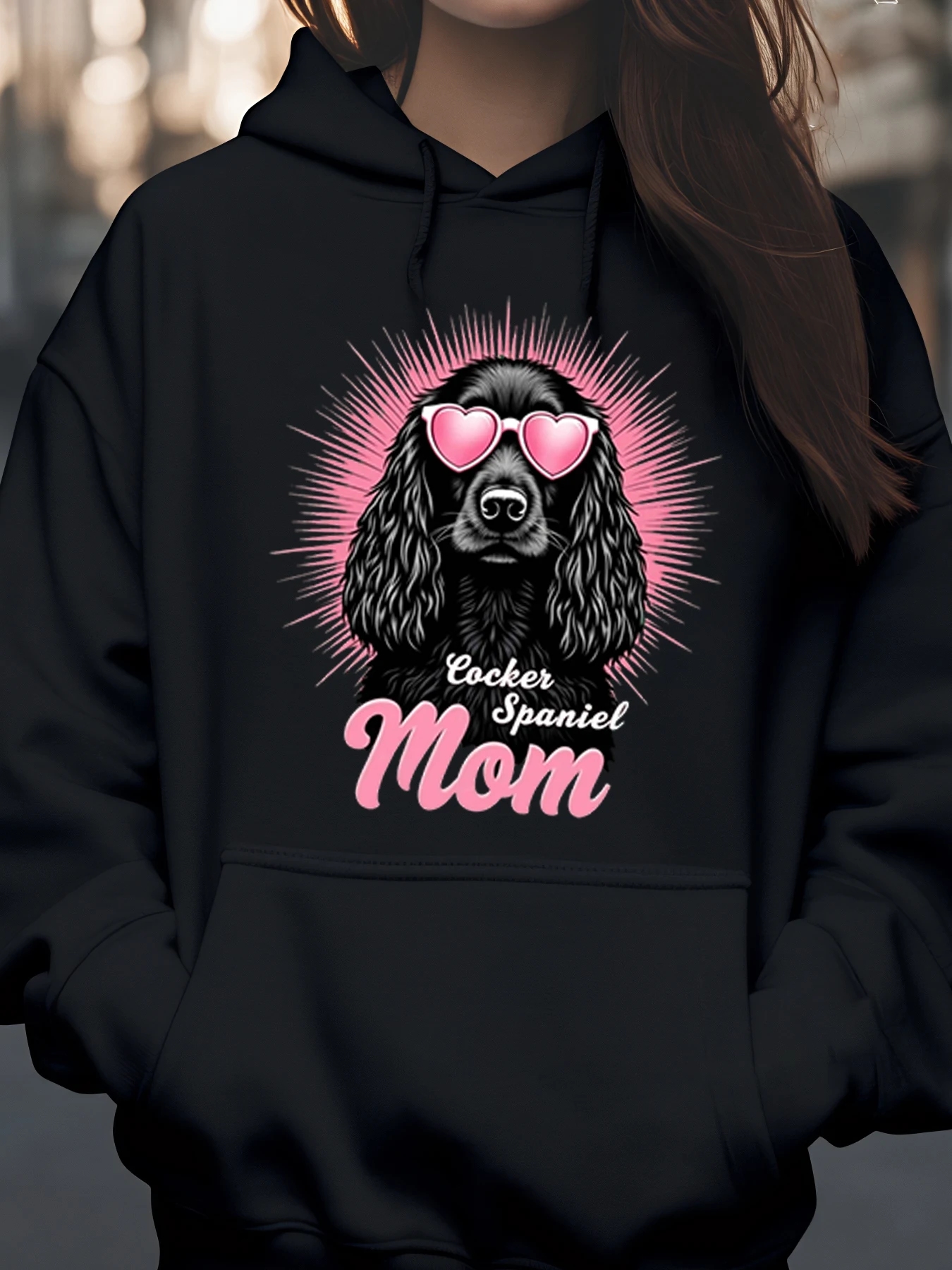 

Кокер-спаниель, солнцезащитные очки с сердечком для мамы, толстовка с принтом, повседневная одежда на День святого Валентина, женская одежда для любителей собак
