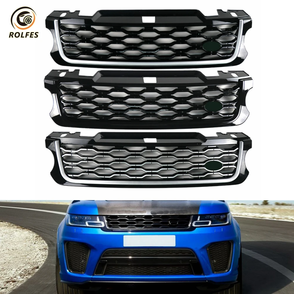 

ROLFES Car Front Bumper Grille For Land Rover Range Rover Sport L494 2014 -2017 Year Upgrade 2018 New Style Mesh Cover Grills