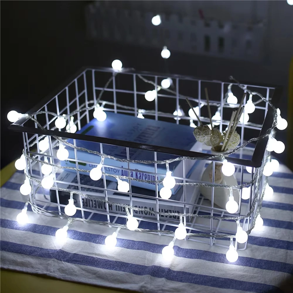 LED Ball Wreath String Lights USB/Battery Powered Outdoor Fairy Lights for Home Garden Birthday Wedding Festival Party Camping
