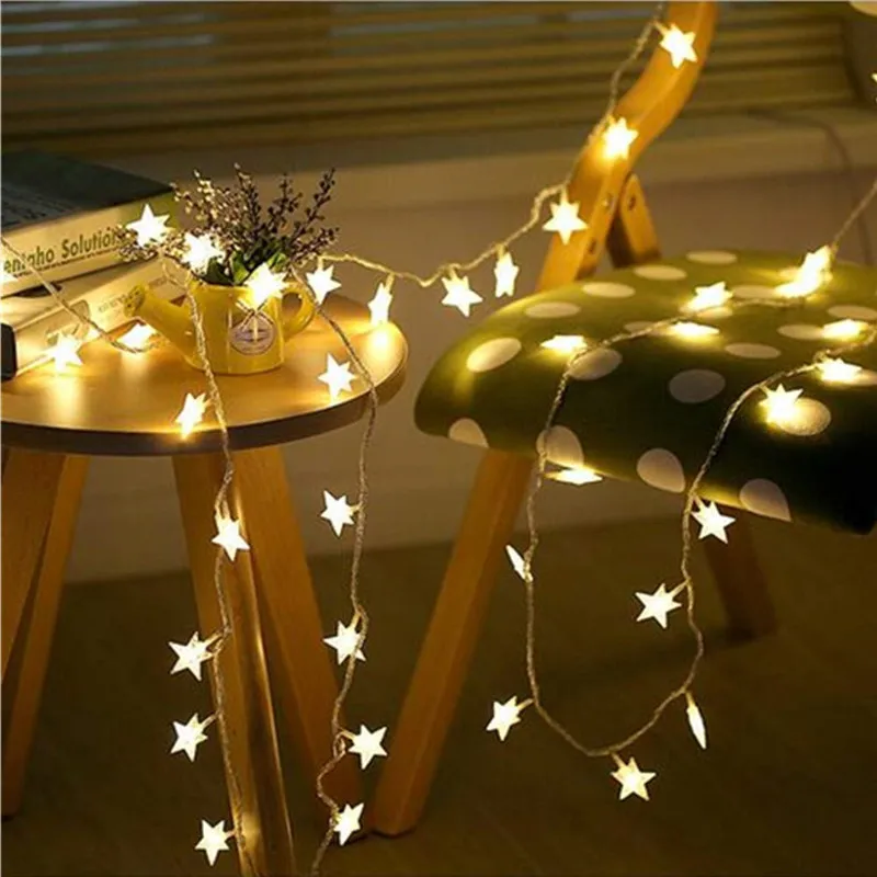 10M 80LEDs 3AA Battery Powered STAR Shaped Theme LED String Fairy Lights Christmas Holiday Wedding Decoration Party Lighting