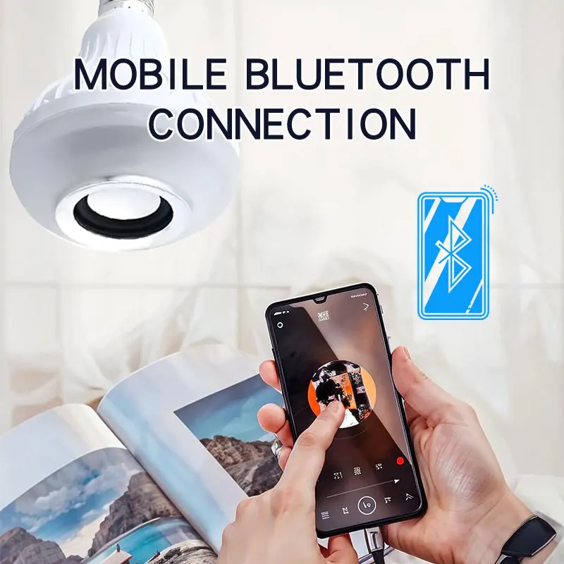 RGB الذكية سمّاعات بلوتوث الموسيقى لمبة الملونة المرحلة ضوء لمبة مع جهاز التحكم عن بعد E27 Led عكس الضوء لمبة للمنزل الطرف