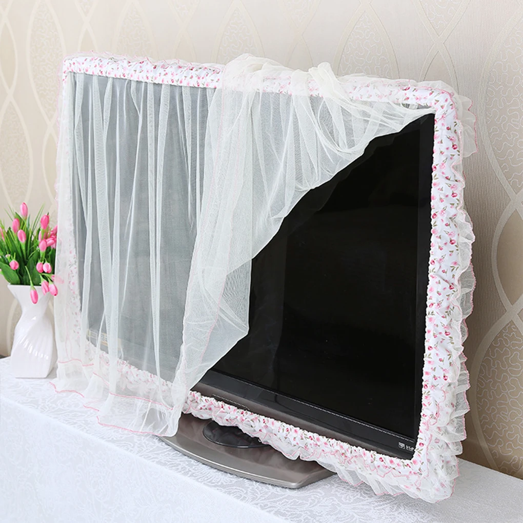 Lace TV Cover Dust Covers Lightweight LCD Screen Protector Exquisite Delicate Dustproof Guard Computer Monitor Protection Type 4