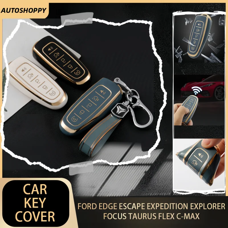 

TPU Car Remote Key Cover Shell Fob Case for Ford Edge Escape Expedition Explorer Focus Taurus Flex C-MAX Keychain Protector