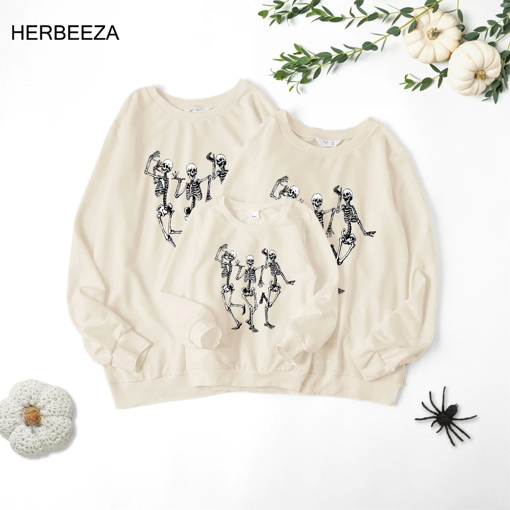 

Halloween Family Matching Clothes Sweatshirt Skeleton Print Clothes Family mommy and daughter matching clothes Family Look