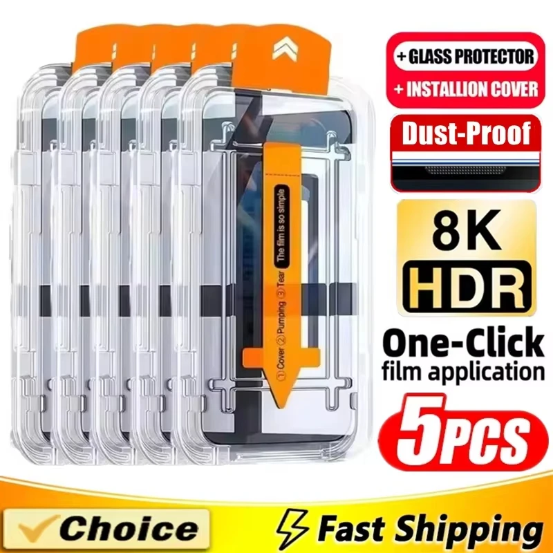 

5PCS Easy Install Screen Protector For Xiaomi Redmi Note 13 Pro 5G 12 11 10 14C 13C 12C 10C 9 8 7 9s 10s 11s Tempered Glass