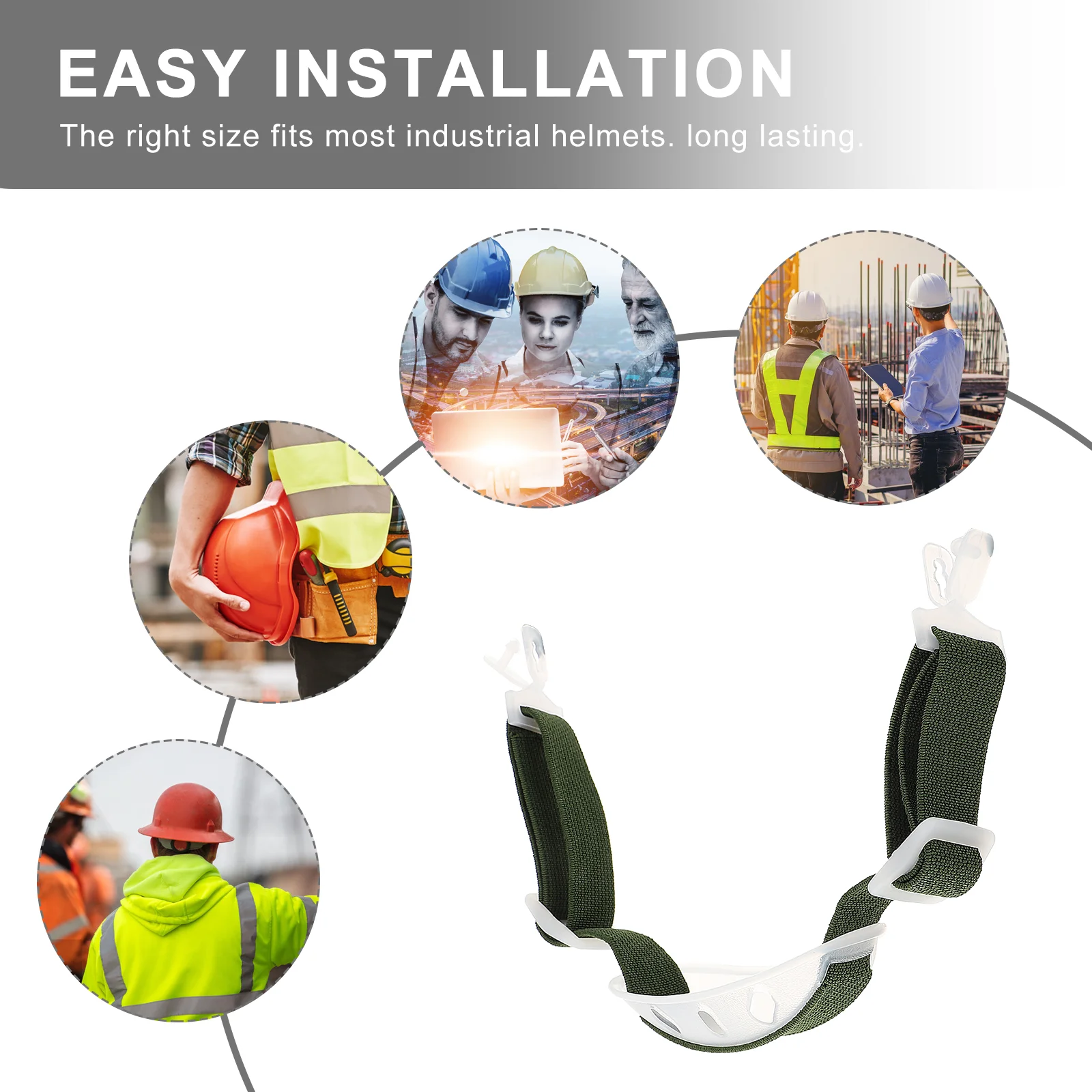 2 Pcs Safety Accessories Green Chinstrap Easy Attach Hard Hat Replacement Elastic Strap Construction Worker