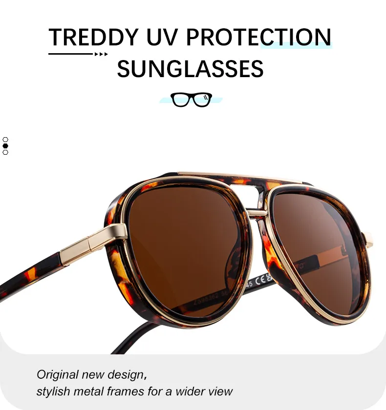 Polarisierte Steampunk Übergroße Ovale Sonnenbrille für Herren 2026 Luxusmarke Trendige Doppelbalken-Sonnenbrille für Männer UV400 Schutz – Detail 9