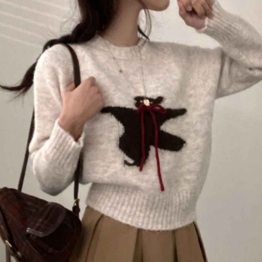 Maglieria da donna chic autunno inverno casual oversize lunga Sve morbida versatile comoda top coreano con taglio dritto