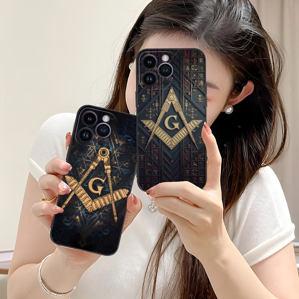 Freemason Painting Color Mobile Cell Phone Case for iPhone 16 15 14 13 12 11 X XR XS 8 7 Pro Max Plus Mini Black Cover Shell