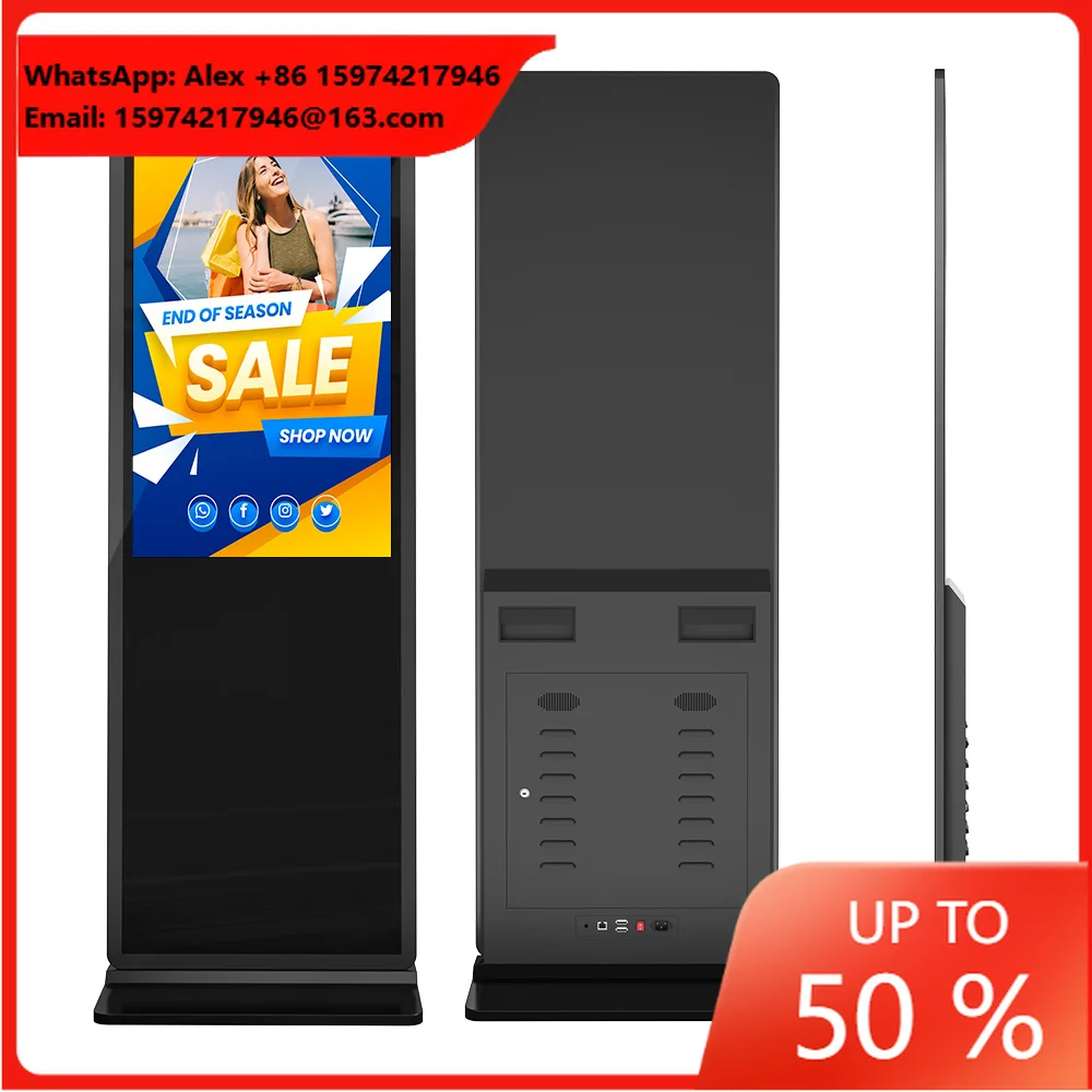 55/65 Inch Customizable Touchscreen Digital Signage Floor Stand Indoor Use Real-time Wayfinding Education Shopping Mall