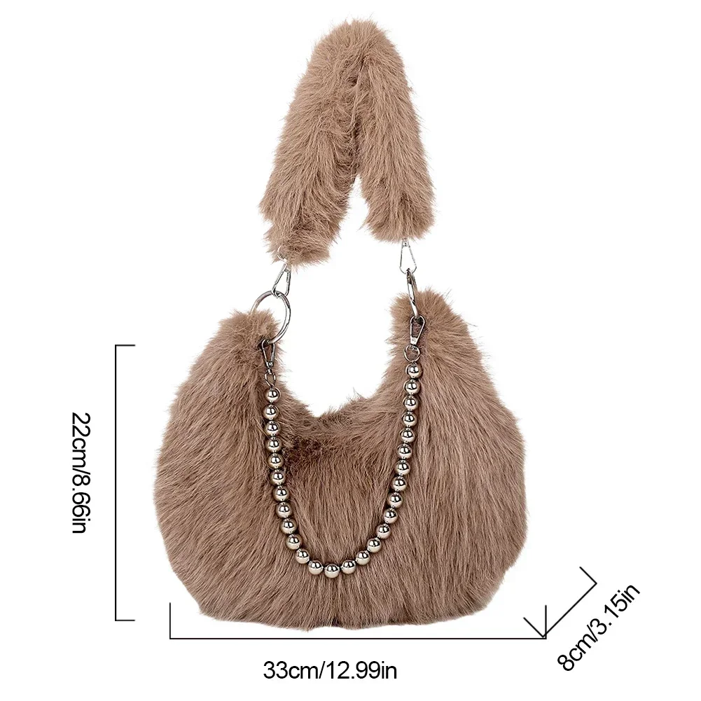 فو الفراء الإبط حقيبة المرأة رقيق الشتاء الكتف سلسلة حزام محفظة أفخم حقيبة كروسبودي موضة غامض تحت الإبط حقيبة يد #6