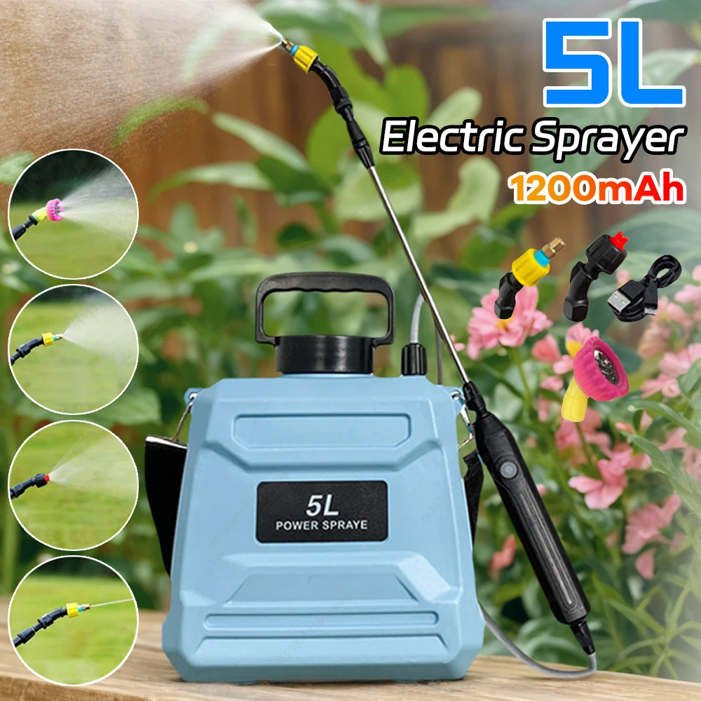 

Shoulder Style Electric Sprayer 5L Watering Can With Spray Gun Automatic Garden Plant Mister USB Rechargeable Irrigation Tool