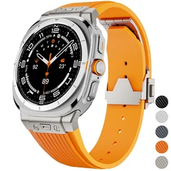 Stainless Steel+silicone Strap for Samsung Galaxy Watch Ultra 47mm Men Sport Band for Galaxy Ultra No Gaps Curved End Bracelet