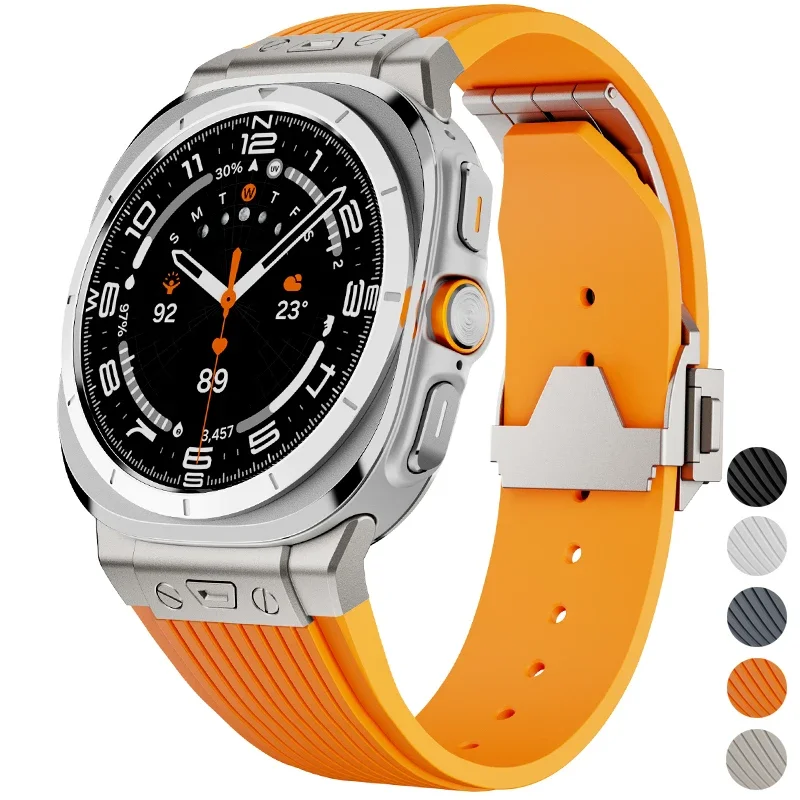 Stainless Steel+silicone Strap for Samsung Galaxy Watch Ultra 47mm Men Sport Band for Galaxy Ultra No Gaps Curved End Bracelet 