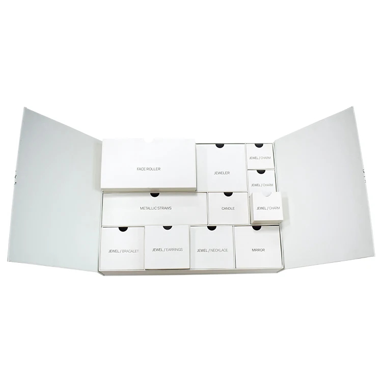 Factory Custom 12 24 25 Days Christmas Fidget Advent Calendar Box Luxury Ramadan Decorations Chocolate Jewelry Gift Box