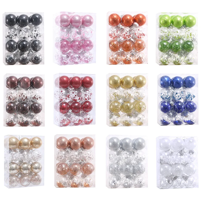 Neue 24 teile/los 8 cm Farbe Dekoration Ball Weihnachten Baum Hängen Ornamente Glänzende Flitter Ball Für Home House Bar party Decor – Detail 18