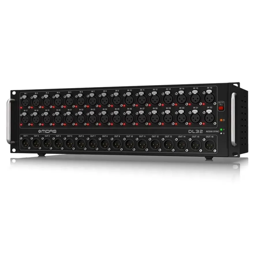 Midas DL32 Digital Snake 32-input / 16-output Stage Box with 32 Preamplifiers, Ultranet Ethernet and ADAT Digital Connectivity