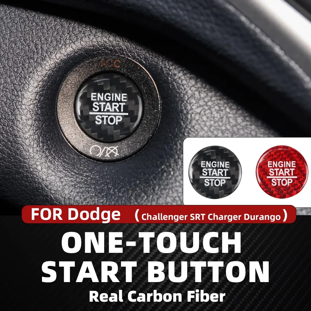 

Real Carbon Fiber Sticker Car Start Stop Engine Switch Button Trim Cover For Dodge Auto Accessory Challenger SRT Charger Durango
