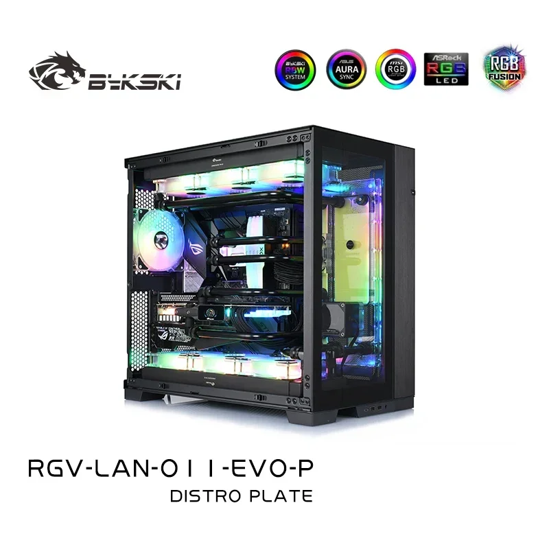 Bykski RGV-LAN-O11-EVO-P,Distro Plate for LIAN LI O11 EVO Case,MOD Waterway Board Kit for CPU GPU PC Water Cooling System