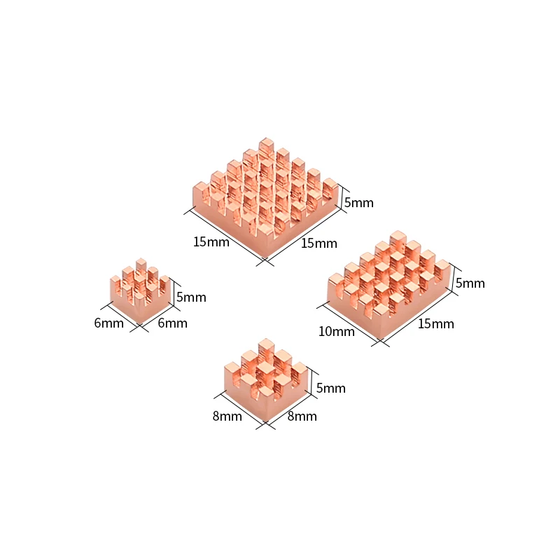 純銅製のRaspberryPi用ヒートシンクキット,パッシブ冷却パッド,冷却用ラジエーター,4ピース/セット