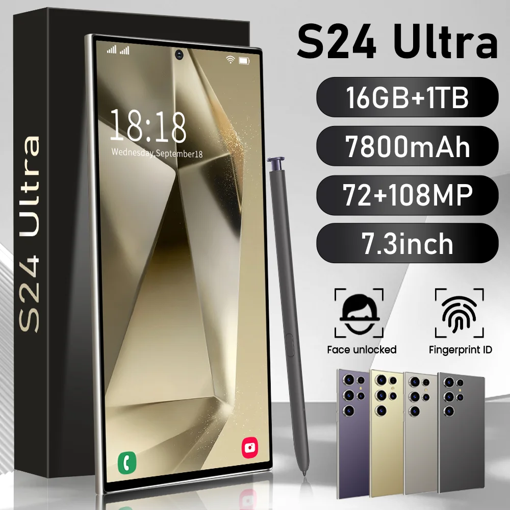 Global Version S24Ultra 5G Smartphone 7.3 Inch 16GB +1TB Snapdragon 8 Gen 3 8000Mah Battery Android Phone Unlocked celulares