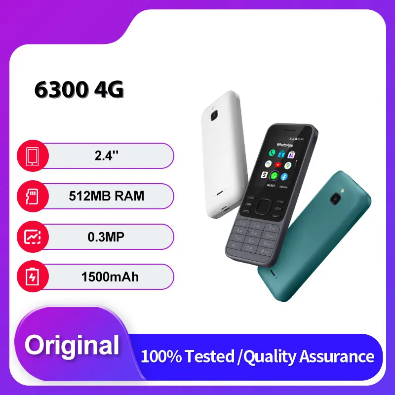 الأصلي مقفلة 6300 4G ثنائي الشريحة GSM 850/900/1800 بلوتوث الهاتف المحمول لوحة المفاتيح العربية الروسية المصنوعة في فنلندا