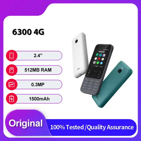 Original Unlocked 6300 4G 2021 Dual SIM GSM 850/900/1800  Bluetooth Mobile Phone Russian Arabic  Keyboard Made in Finland