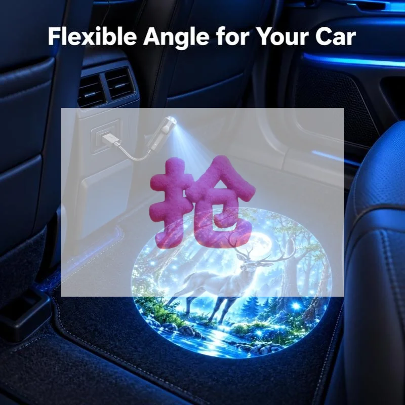 USB Car Projection Light 8 Patterns Wolf Deer Starry Sky Projector Lamp Auto Bedroom Party Home Decoration