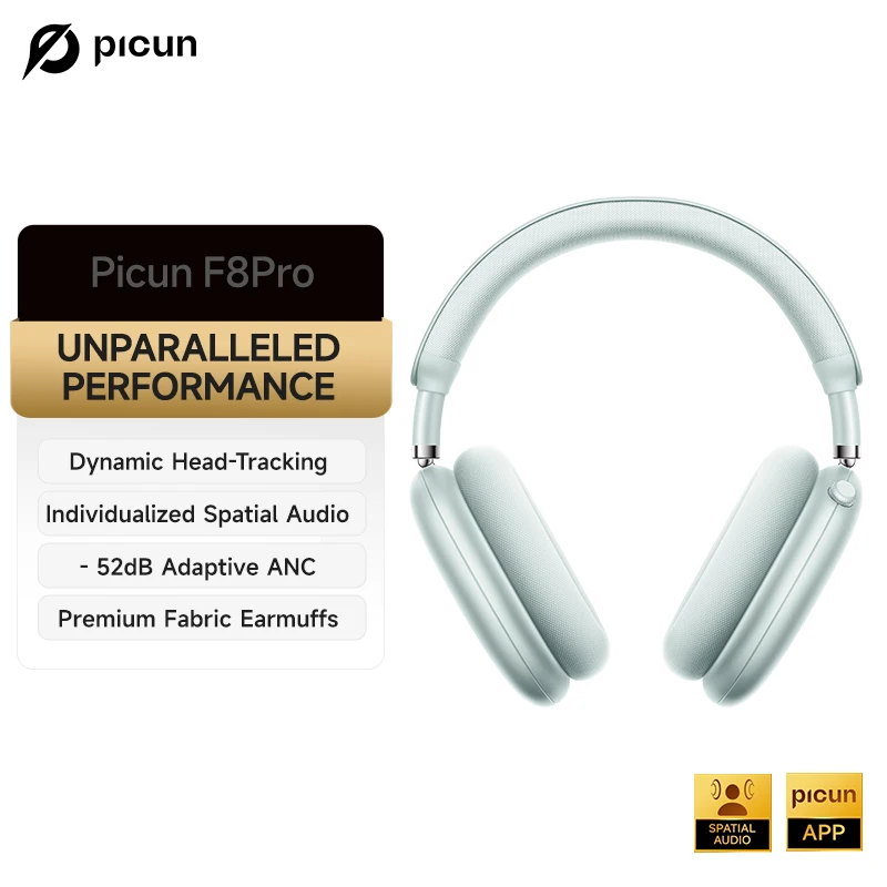 Picun F8 Pro ANC Drahtlose Kopfhörer Kopf Tracking 3D Spatial Audio -52dB ANC HIFI Bluetooth Headset ENC HD Mic Low-Latency APP 5