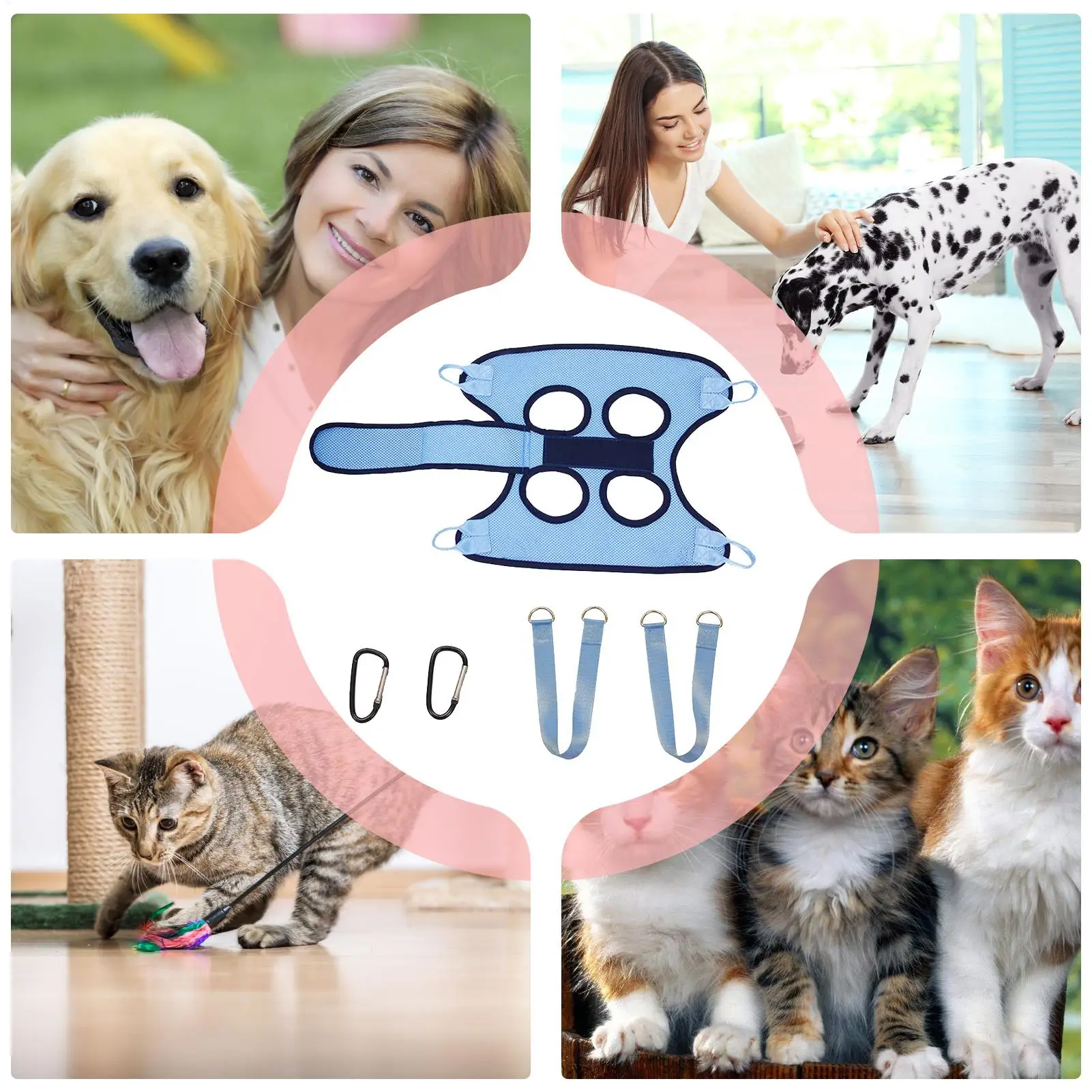 Cat Grooming Hammock Breathable Restraint Harness For Pets_voghion.com