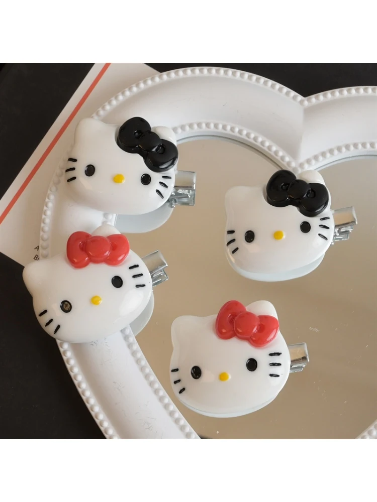 Kawaii sanrio Vintage schwarz hallo kt Katze Haarnadel Cartoon Anime Kitty Katze süße coole Mädchen