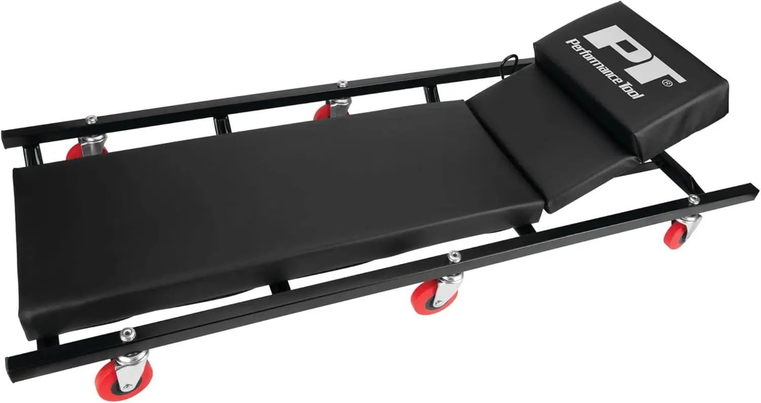 

40-Inch Rolling Shop Creeper with Adjustable Headrest and 6 Casters for Easy Mobility