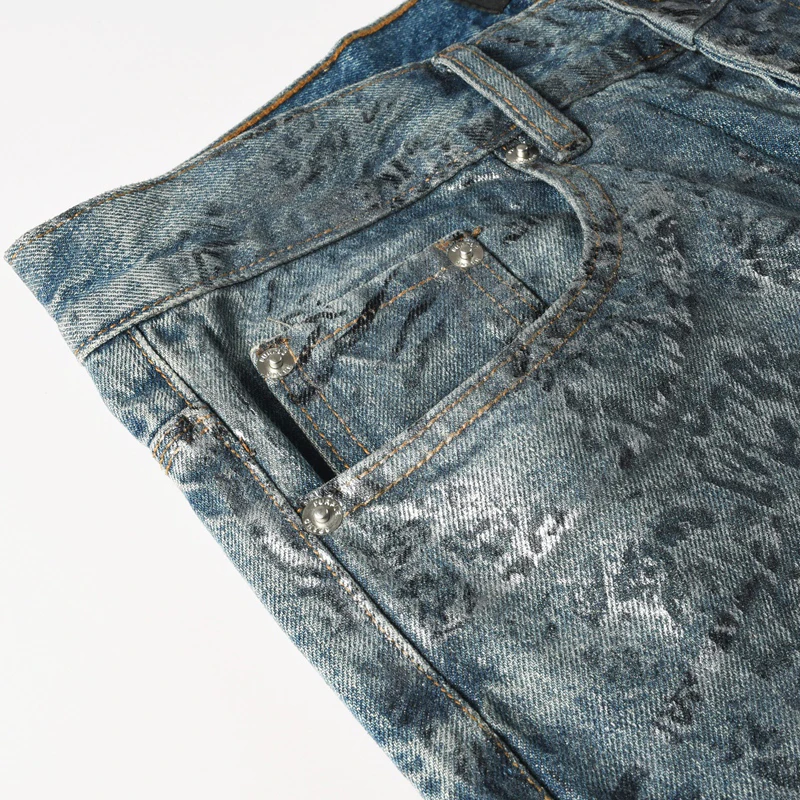 2026 New Leopard Print Baggy Wide Leg Jeans Men Y2K Streetwear Vintage Denim Pants