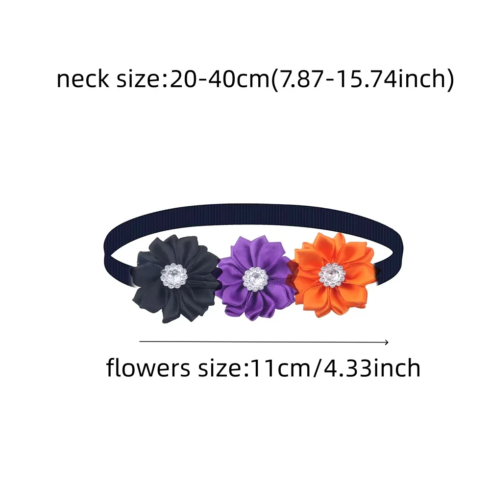30/50 Stück Halloween-Blumen-Hundeschleifen, handgefertigte Welpenhalsketten, verstellbare Hundeschleifen und Halsbänder, modische Haustierprodukte für Hunde – Detail 5