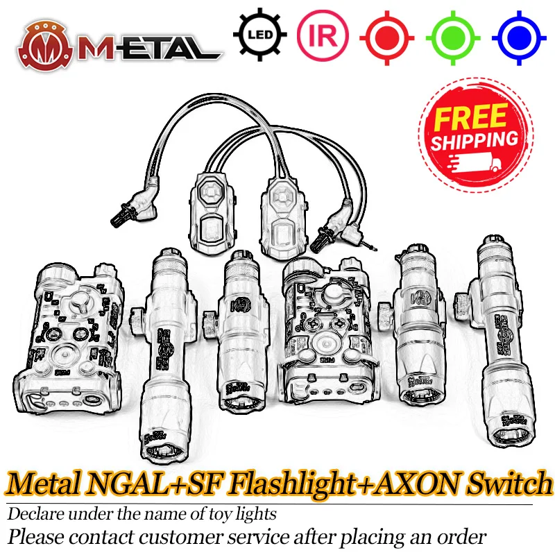 

Tactical WADSN NGAL-L3 NGAL M300 M600 Flashlight IR Red Dot Aiming Green Blue Laser LED Scout Hunting Light For 20mm Rail