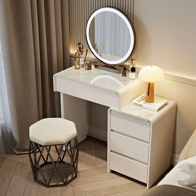 2026 new solid wood small apartment dresser bedroom modern simple master bedroom chest integrated cream style makeup table