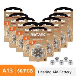 Hearing Aid Batteries 60PCS / 10 Cards RAYOVAC PEAK 1.45V 13A A13 13 P13 PR48 Zinc Air Battery For BTE CIC RIC OE Hearing Aids