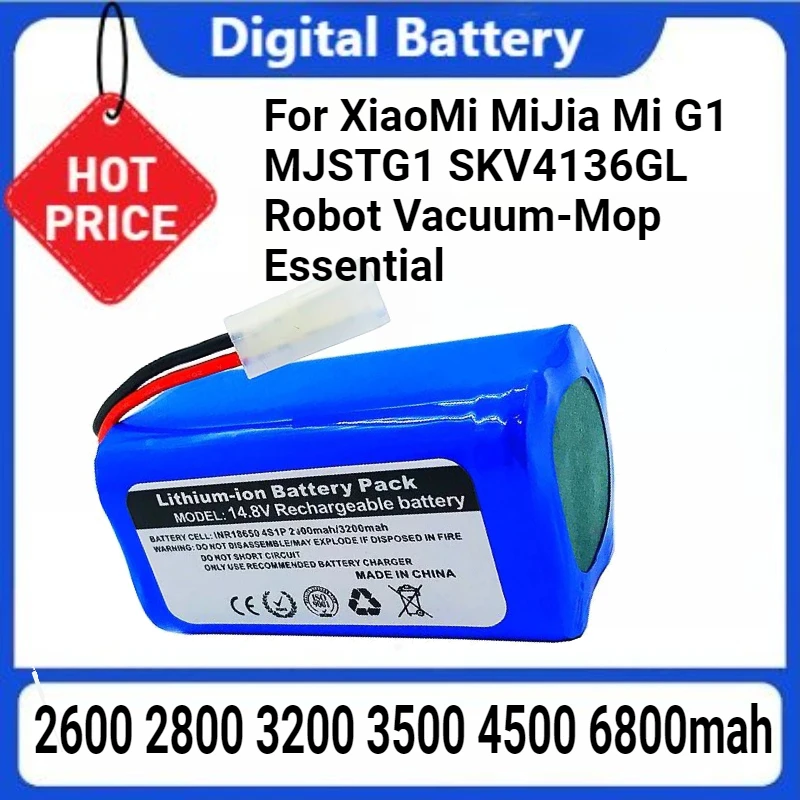 

Replacement Battery 4S1P for XiaoMi MiJia Mi G1 MJSTG1 SKV4136GL Robot Vacuum-Mop Essential 2600 2800 3200 3500 4500 6800mah