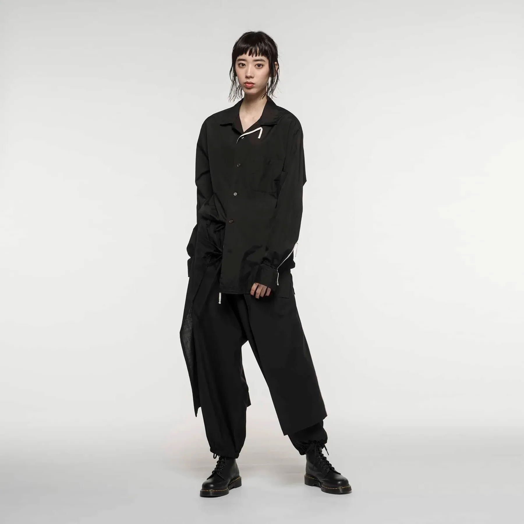 

YOJI OOAK Dark System, оригинальный дизайн, хлопковая рубашка с длинными рукавами, модная уличная рубашка