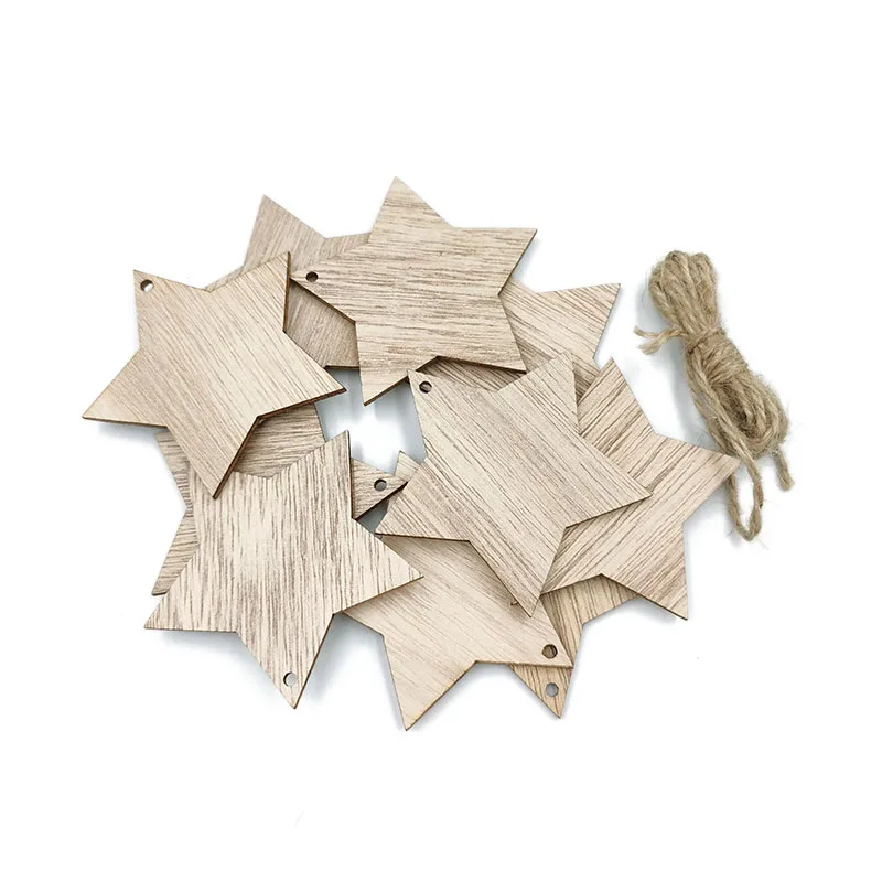 10pcs Wooden Christmas Ornaments to Paint, DIY Blank Unfinished Wood Ornament for Crafts Hanging Decorations