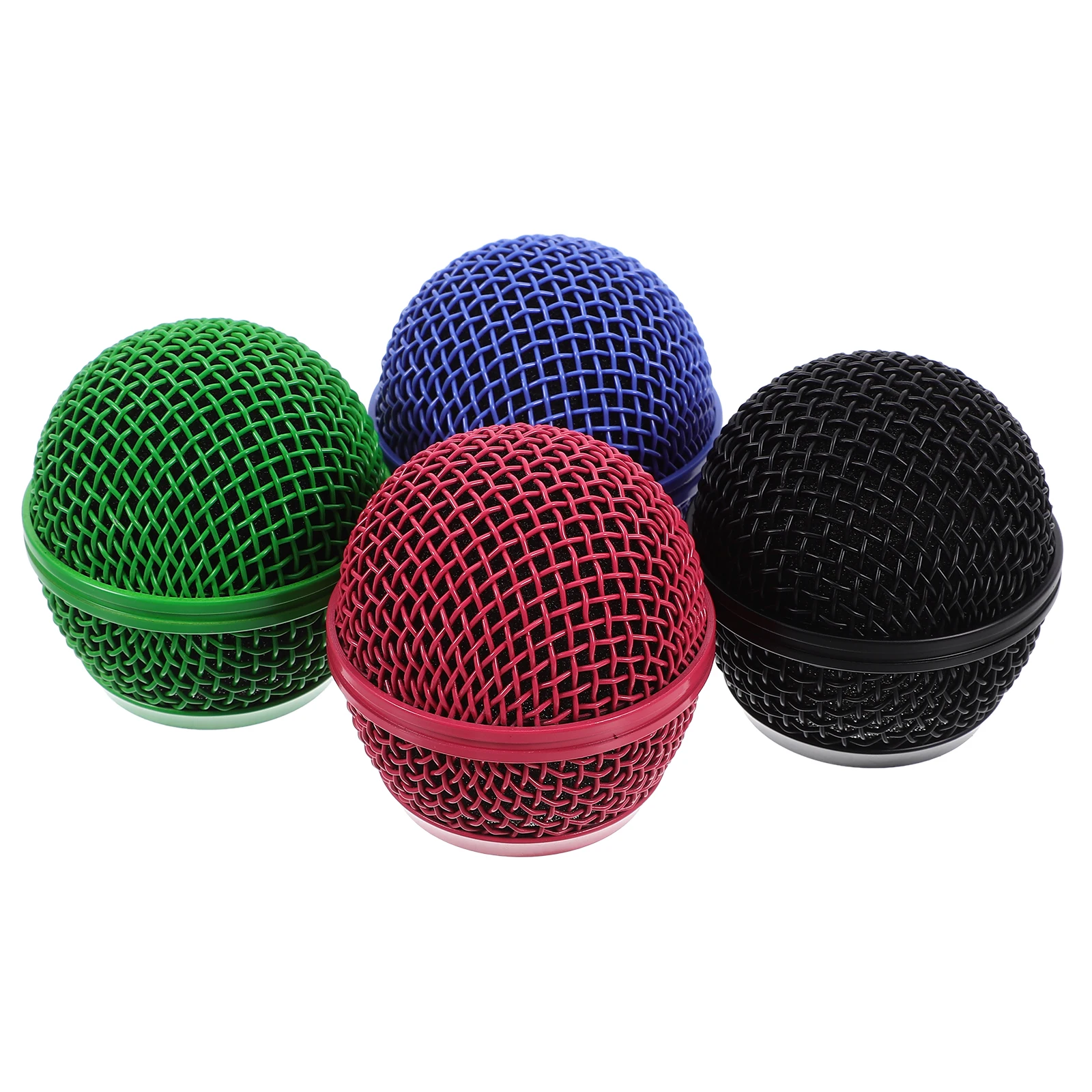 

4pcs Microphone Head Covers Colorful Metal Grille Replacement Windscreen Ball Compatible Enhances Sound Reduces Noise