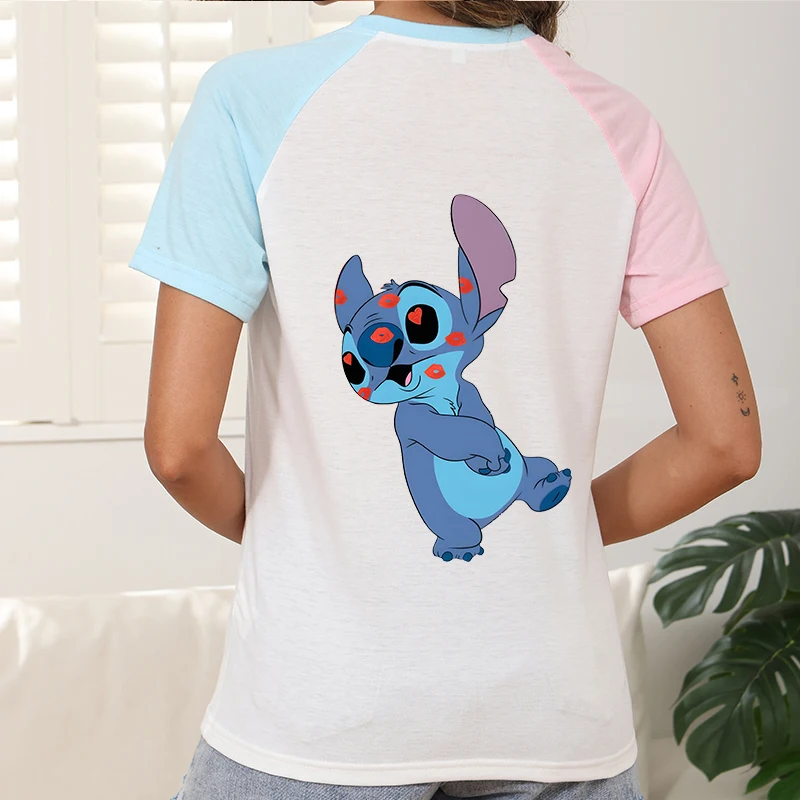 

2025 Stitch Clothes Large Size Summer Disney Stitch Ladies Printed Women Custom Y2k T-shirt Tops Cartoon Clothing Tees Trends