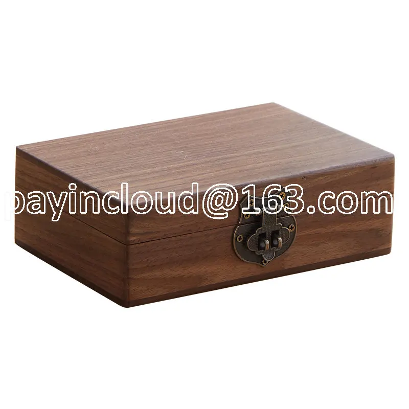 Lock Jewelry Storage Household Debris Solid Wood Things Storage Boxes Black Walnut Organizer Boxes Retro Desktop