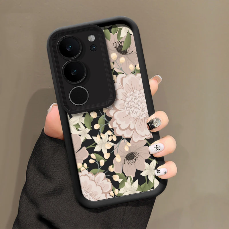 خمر زهرة طباعة جراب هاتف ل Vivo Y200 Y100 Y400 برو Y300 Y89 Y81I Y77T Y52 Y51A Y50 Y76S Y72 Y55 Y53S غطاء سيليكون #4