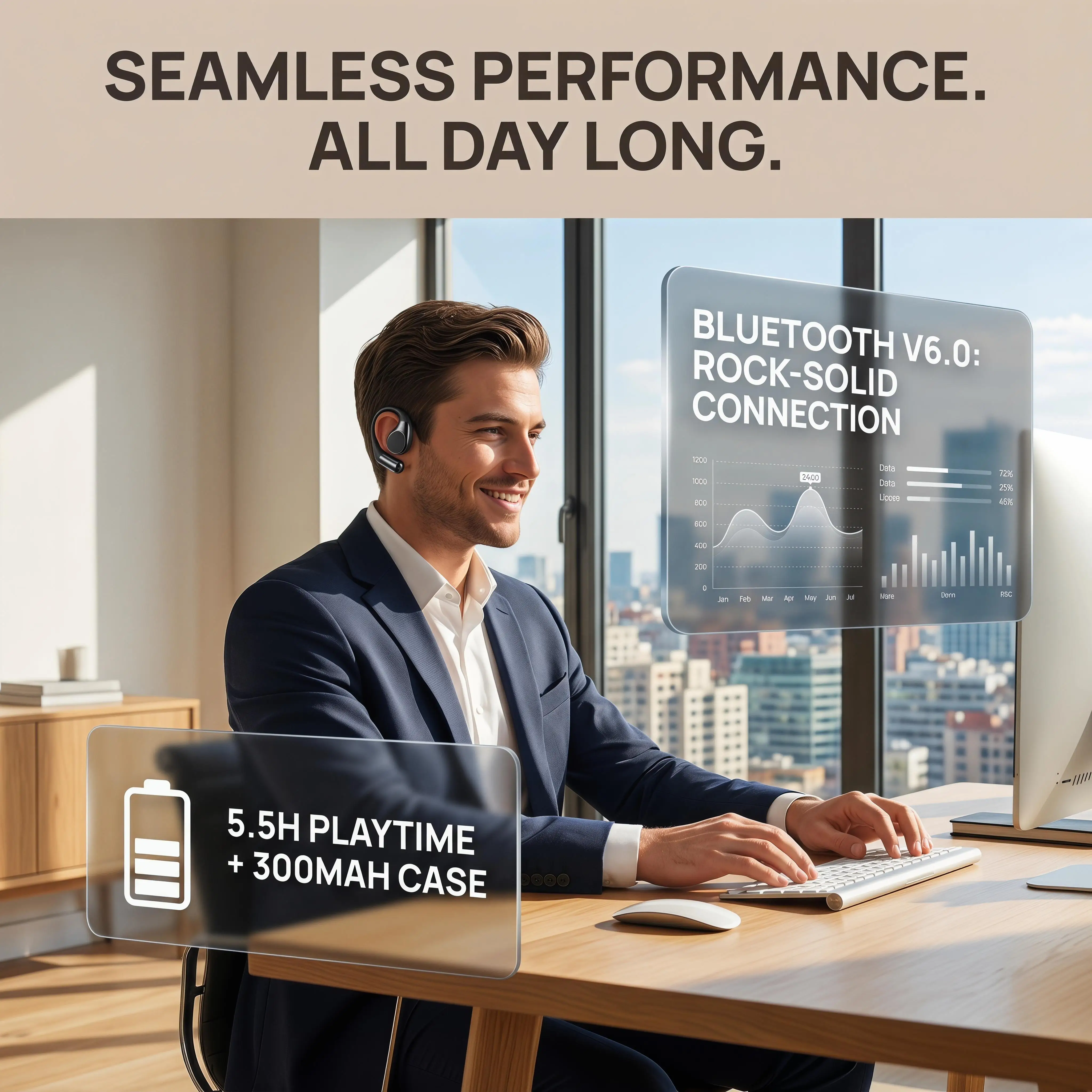 X17S Wireless Open-Ear Bluetooth Headphones - usage example