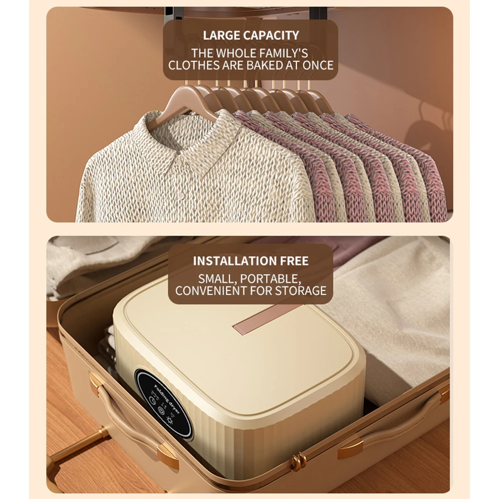 مجفف ملابس كهربائي محمول قابل للطي ، رف تجفيف ذكي ، مجفف تعليق ، آلة ، سفر ، هواء دافئ ، توقيت ، بليو
