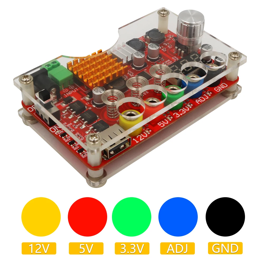 Nowa wersja wejście DC 13-24V do 3.3V, 5V, 12V tabliczka zaciskowa napięcia wyjściowego, z pokrętłem regulowane napięcie ADJ i czujnikiem dotykowym