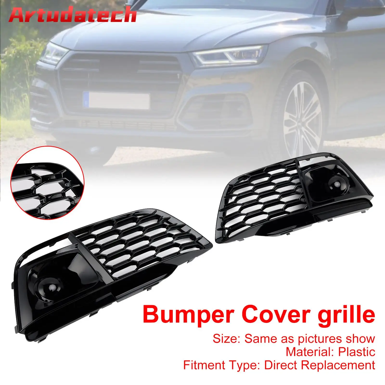 

Artudatech Fog Light Grille Cover 80A807679L Fit for Audi Q5 SQ5 2018 2019 2020 2021 2022 Pre-Facelift W/ACC Car Accessories