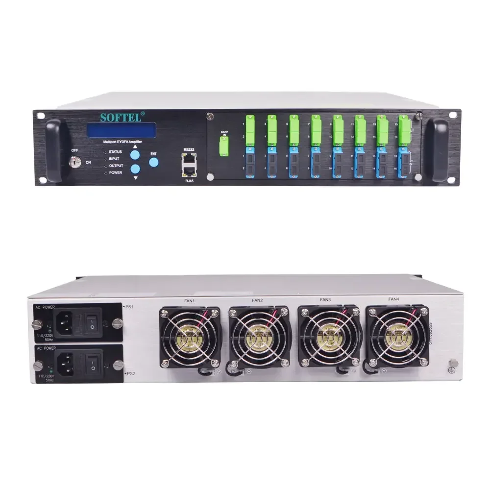 Softel 16-Port EDFA with 23dBm, Built-in Dual Input WDM for 1550nm, CATV Optical Amplifier 2 YEAR warranty