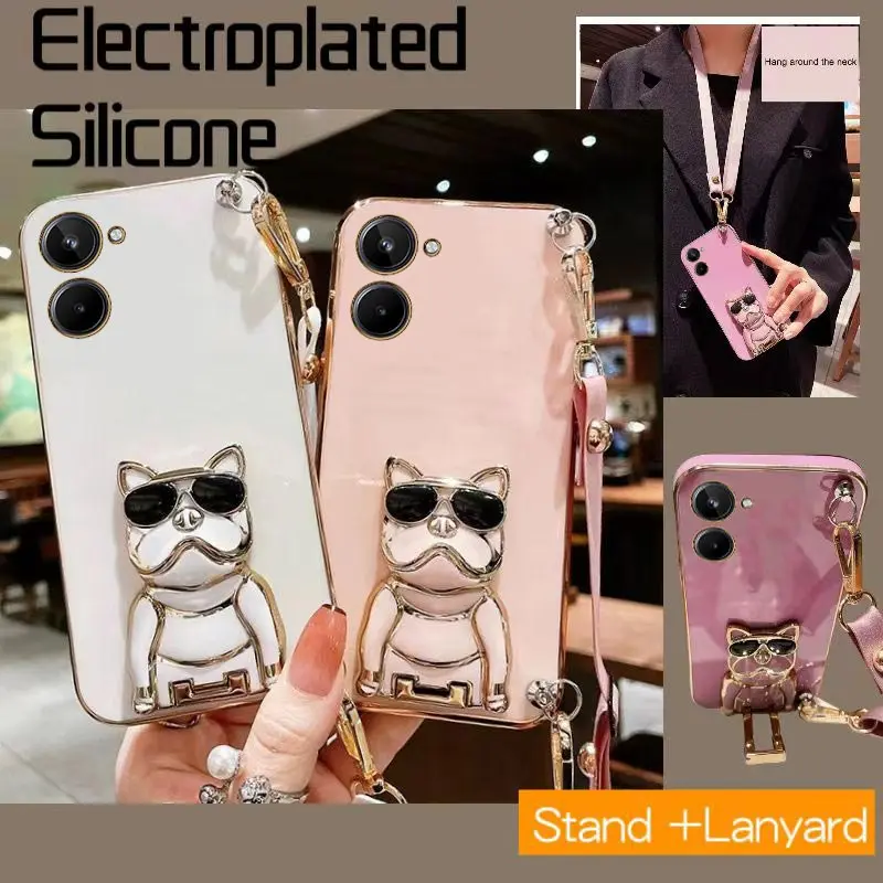 SunglassesDog Stand Lanyard PhoneCase OPPO Realme 10 T 9 8 7 i 6 Pro Plus C31 30 35 11 12 15 20 21Y 25 S V13 15 4G 5G 2021 Cover